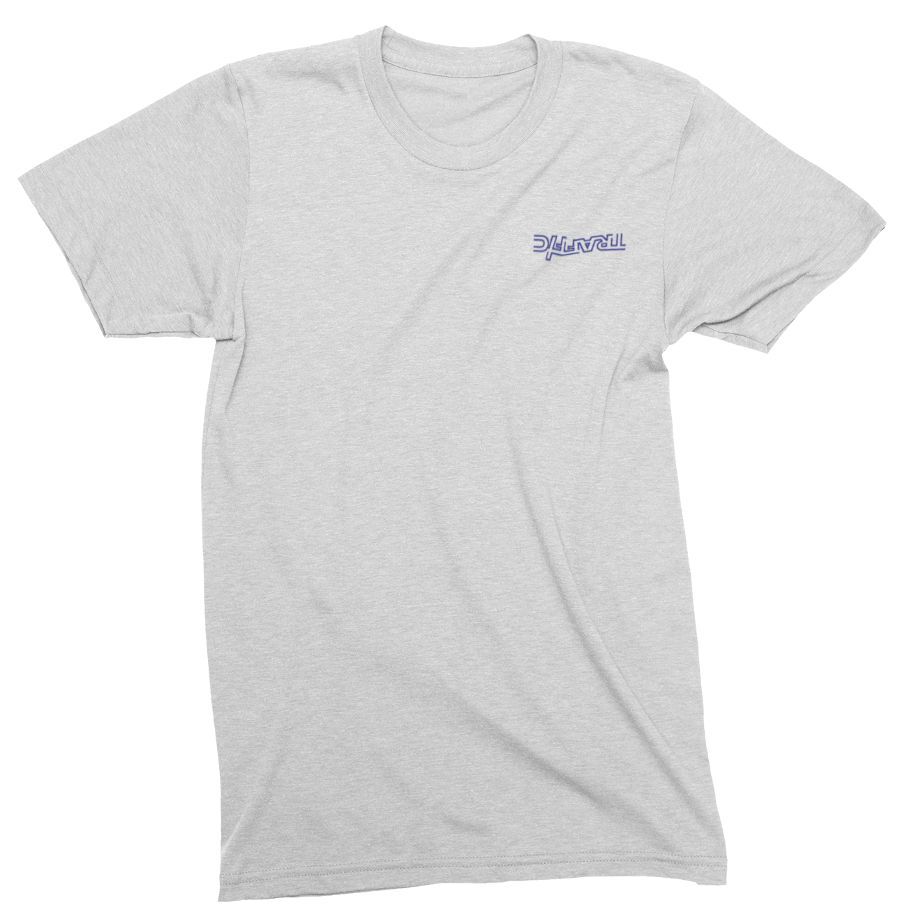 Gray t-shirt with a logo on a white background