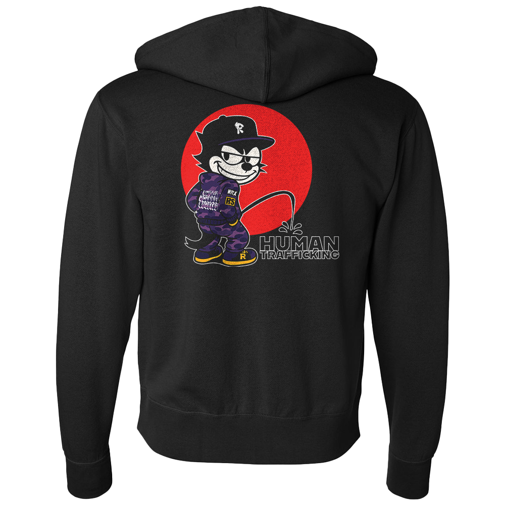 Calvin Cat Against Traffic Zip Hoodie