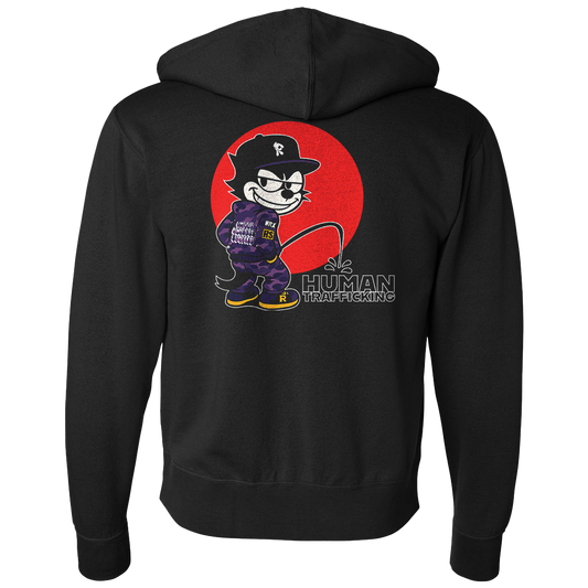 Calvin Cat Against Traffic Zip Hoodie